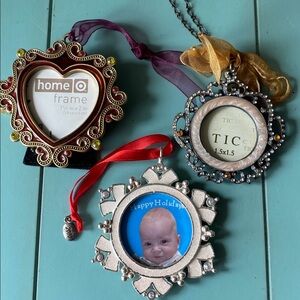 Jeweled Frame Ornaments NWOT 3” & 2.5”